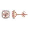 Thumbnail Image 0 of 5.0mm Morganite and 1/15 CT. T.W. Diamond Cushion Frame Stud Earrings in 10K Rose Gold