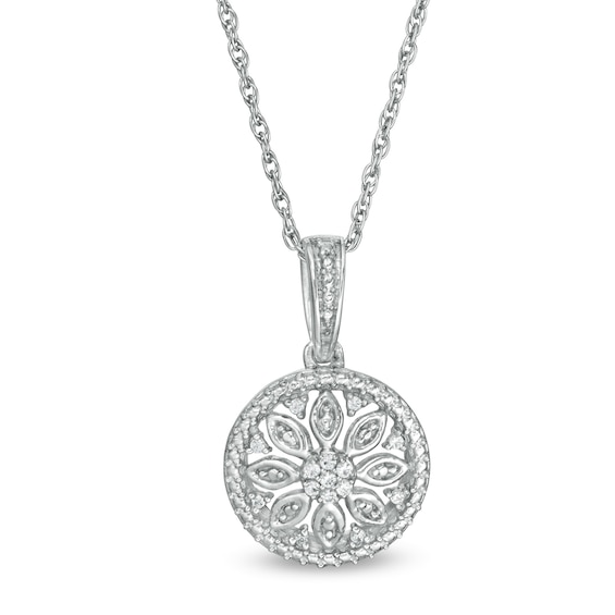 1/20 CT. T.w. Composite Diamond Flower Pendant in Sterling Silver