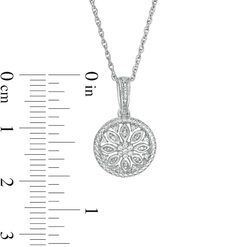 Main Image 3 of 1/20 CT. T.W. Composite Diamond Flower Pendant in Sterling Silver
