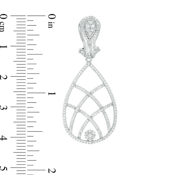 1 CT. T.w. Diamond Teardrop Basket Weave Drop Earrings in 10K White Gold