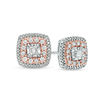 Thumbnail Image 1 of 1/2 CT. T.W. Princess-Cut Diamond Double Frame Stud Earrings in 10K Two-Tone Gold