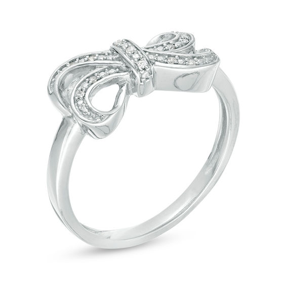 Diamond Accent Bow Ring in Sterling Silver