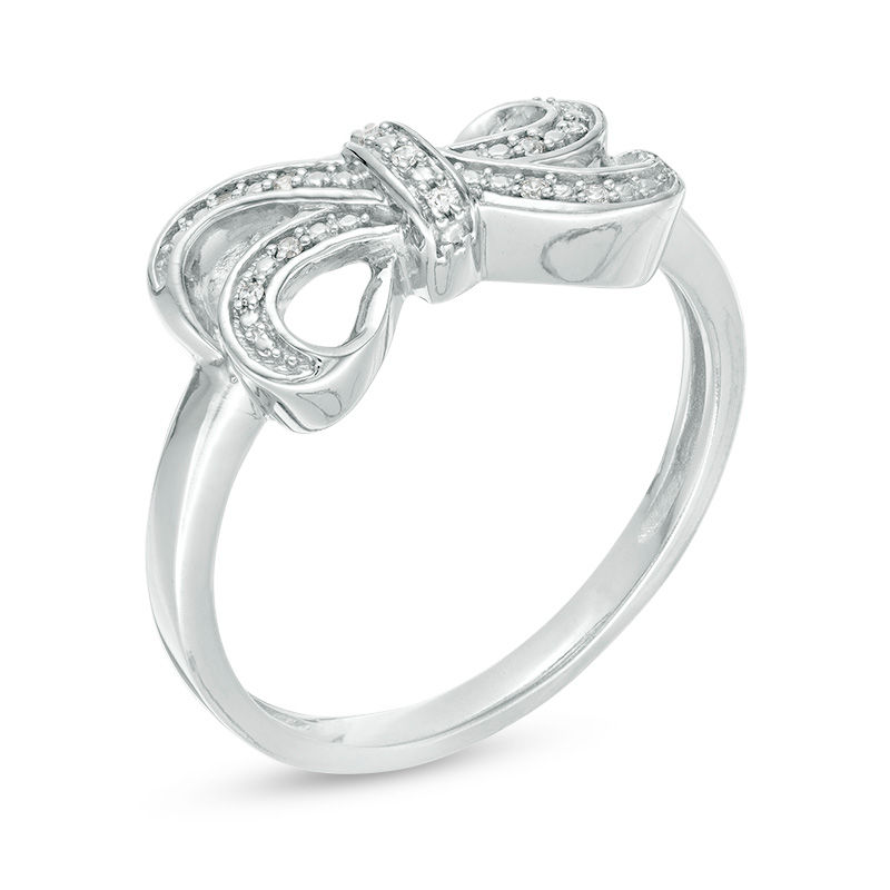 Main Image 2 of Diamond Accent Bow Ring in Sterling Silver