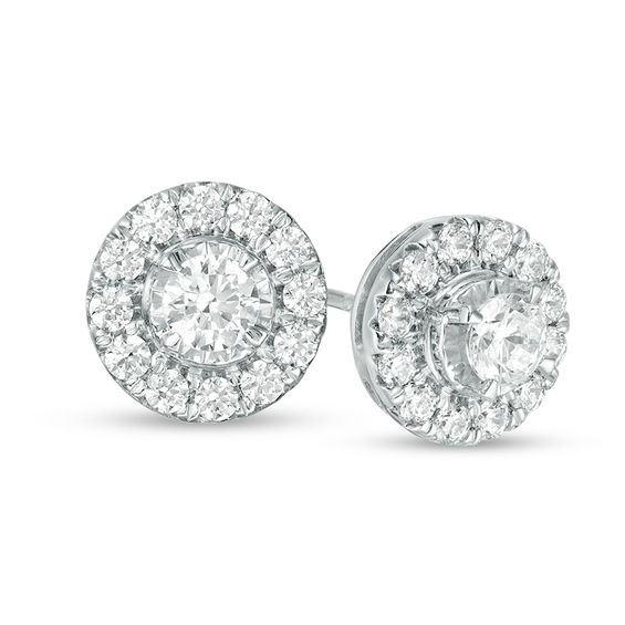 1 CT. T.w. Diamond Frame Stud Earrings in 10K White Gold