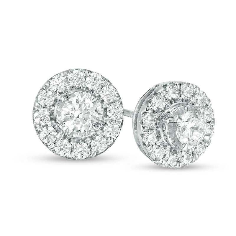 Main Image 1 of 1 CT. T.W. Diamond Frame Stud Earrings in 10K White Gold