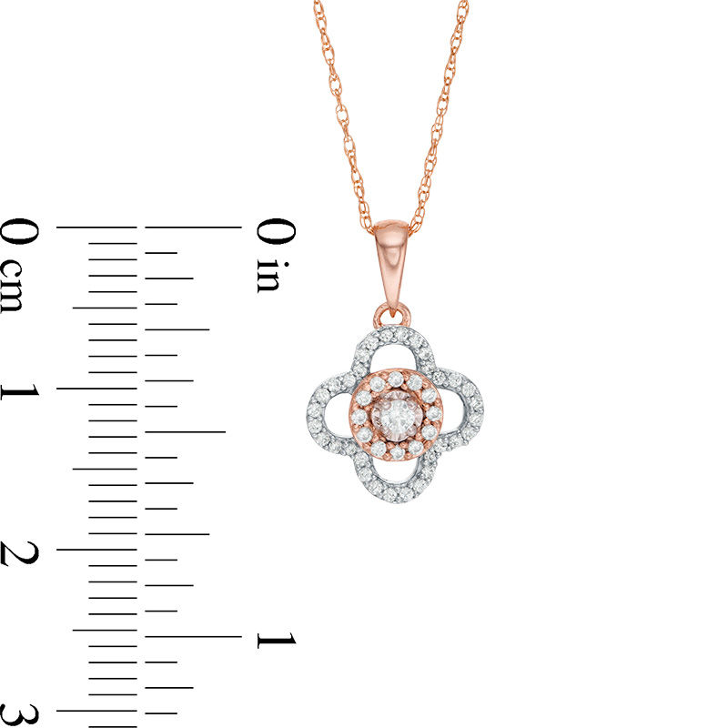 Main Image 2 of 1/4 CT. T.W. Diamond Clover Frame Pendant in 10K Rose Gold