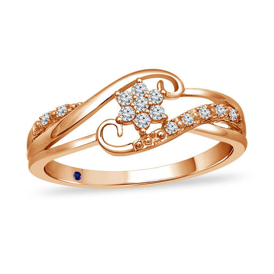 Cherished Promise Collection™ 1/10 CT. T.W. Diamond Snowflake Swirl Promise Ring in 10K Rose Gold Cherished Promise Collection™ 1/10 CT. T.W. Diamond Snowflake Swirl Promise Ring in 10K Rose Gold