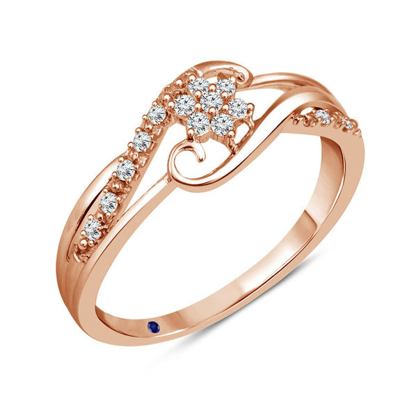 Cherished Promise Collection™ 1/10 CT. T.W. Diamond Snowflake Swirl Promise Ring in 10K Rose Gold Cherished Promise Collection™ 1/10 CT. T.W. Diamond Snowflake Swirl Promise Ring in 10K Rose Gold