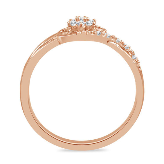 Cherished Promise Collection™ 1/10 CT. T.W. Diamond Snowflake Swirl Promise Ring in 10K Rose Gold Cherished Promise Collection™ 1/10 CT. T.W. Diamond Snowflake Swirl Promise Ring in 10K Rose Gold