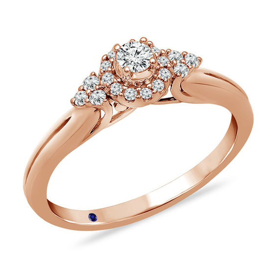Cherished Promise Collection™ 1/5 CT. T.W. Diamond Frame Tri-Sides Promise Ring in 10K Rose Gold Cherished Promise Collection™ 1/5 CT. T.W. Diamond Frame Tri-Sides Promise Ring in 10K Rose Gold