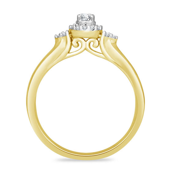 Cherished Promise Collection™ 1/5 CT. T.W. Diamond Frame Tri-Sides Promise Ring in 10K Gold Cherished Promise Collection™ 1/5 CT. T.W. Diamond Frame Tri-Sides Promise Ring in 10K Gold