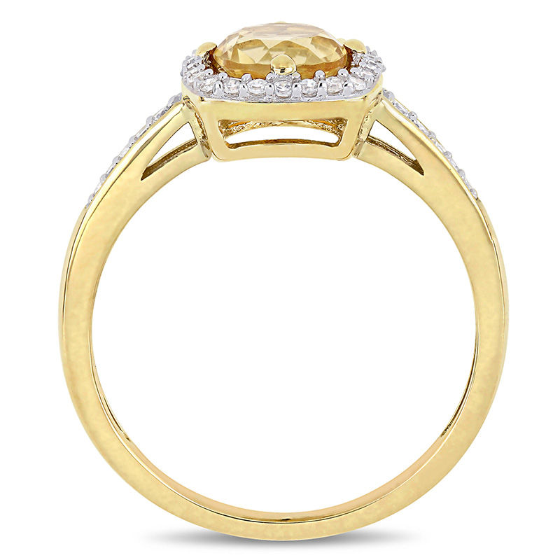 6.0mm Citrine and 1/8 CT. T.W. Diamond Cushion Frame Ring in 10K Gold