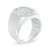 Thumbnail Image 1 of Men's 1/4 CT. T.W. Hexagonal Multi-Diamond Signet Ring in Sterling Silver