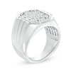 Thumbnail Image 2 of Men's 1/4 CT. T.W. Hexagonal Multi-Diamond Signet Ring in Sterling Silver