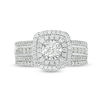 Thumbnail Image 4 of 1 CT. T.W. Diamond Double Cushion Frame Multi-Row Bridal Set in 10K White Gold