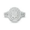 Thumbnail Image 4 of 1-1/8 CT. T.W. Quad Diamond Double Oval Frame Bridal Set in 10K White Gold