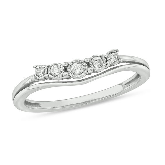 1/15 CT. T.w. Diamond Five Stone Stacked Contour Anniversary Band in Sterling Silver