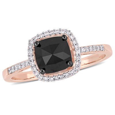 1 Ct T W Cushion Cut Enhanced Black And White Diamond Frame