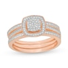 Thumbnail Image 0 of 1/3 CT. T.W. Composite Diamond Square Frame Three Piece Bridal Set in 10K Rose Gold