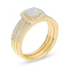 Thumbnail Image 3 of 1/3 CT. T.W. Composite Diamond Square Frame Three Piece Bridal Set in 10K Gold