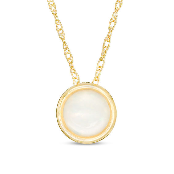 5.0mm Bezel-Set Opal and Filigree Pendant in 10K Gold