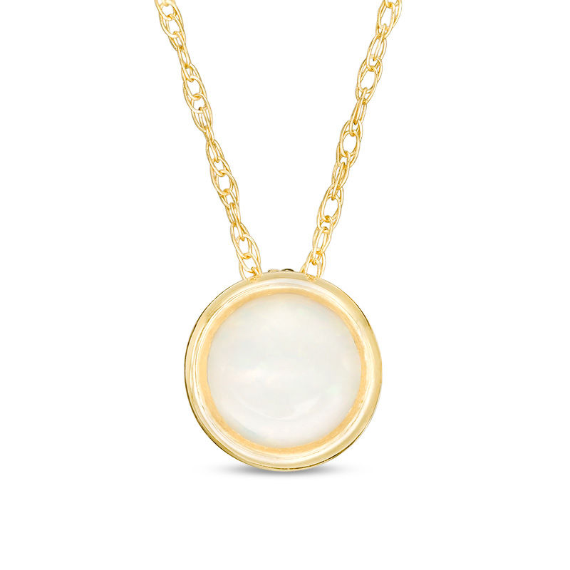 Main Image 1 of 5.0mm Bezel-Set Opal and Filigree Pendant in 10K Gold