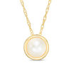 Thumbnail Image 1 of 4.5-5.0mm Button Freshwater Cultured Pearl and Filigree Pendant in 10K Gold