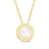 Thumbnail Image 0 of 4.5 - 5.0mm Button Cultured Freshwater Pearl and Filigree Pendant in 10K Gold