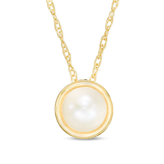 4.5-5.0mm Button Freshwater Cultured Pearl and Filigree Pendant in 10K Gold