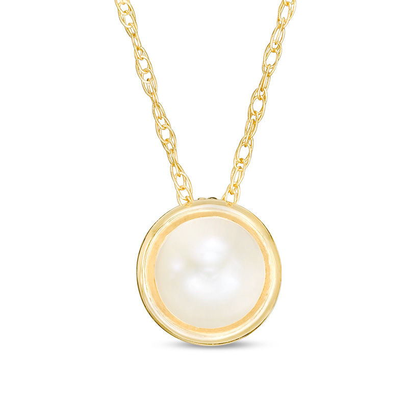 Main Image 1 of 4.5-5.0mm Button Freshwater Cultured Pearl and Filigree Pendant in 10K Gold