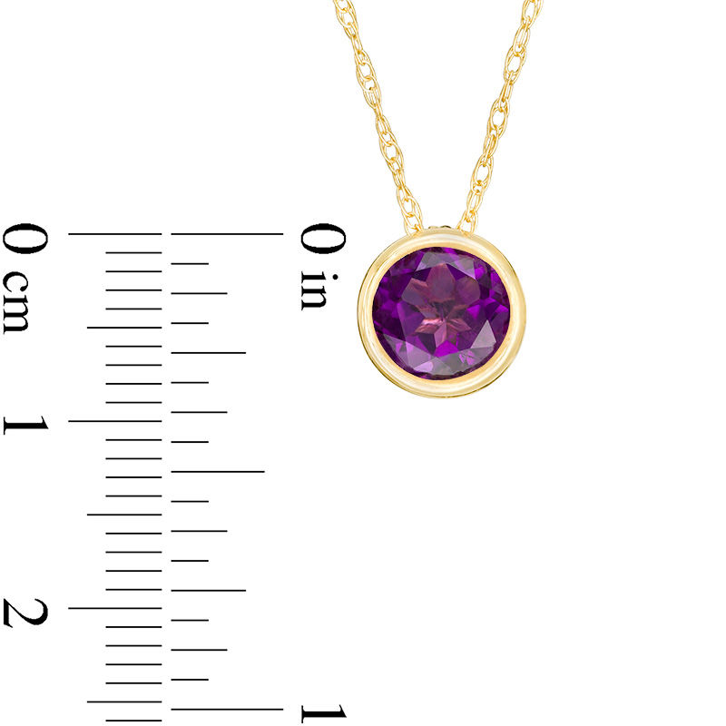 Main Image 4 of 5.0mm Bezel-Set Amethyst and Filigree Pendant in 10K Gold
