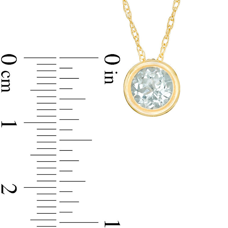 Main Image 3 of 5.0mm Bezel-Set Aquamarine and Filigree Pendant in 10K Gold