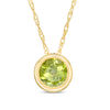 Thumbnail Image 1 of 5.0mm Bezel-Set Peridot and Filigree Pendant in 10K Gold