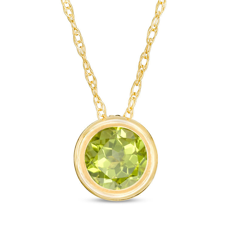 Main Image 1 of 5.0mm Bezel-Set Peridot and Filigree Pendant in 10K Gold