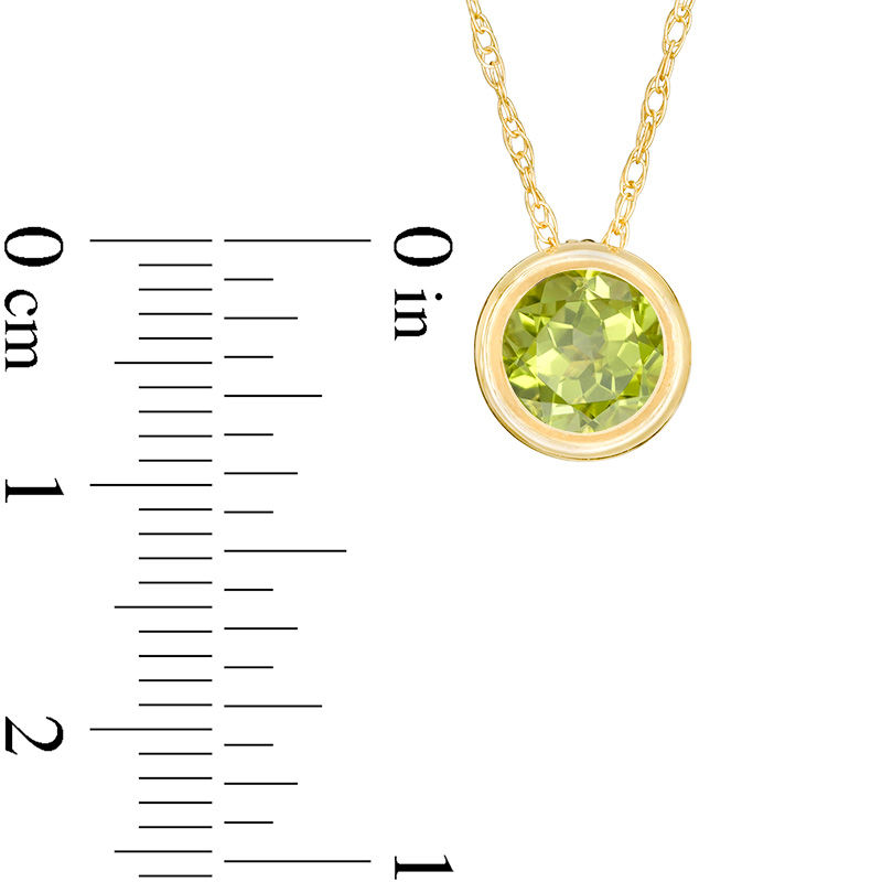 Main Image 4 of 5.0mm Bezel-Set Peridot and Filigree Pendant in 10K Gold