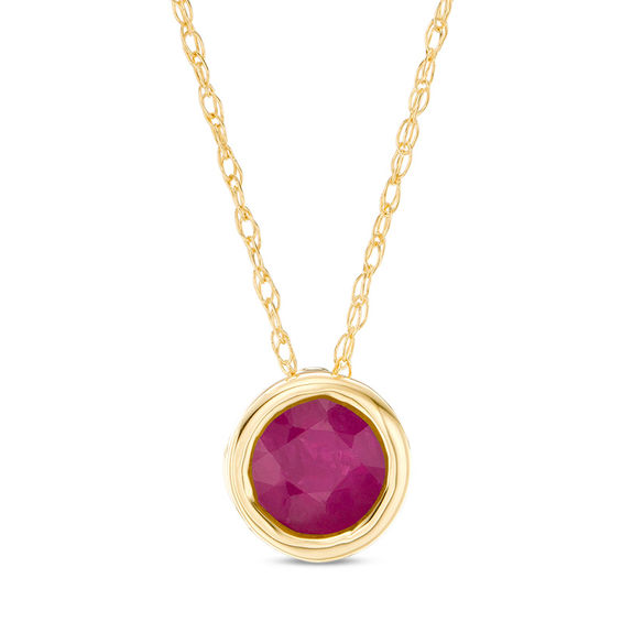 5.0mm Bezel-Set Ruby and Filigree Pendant in 10K Gold