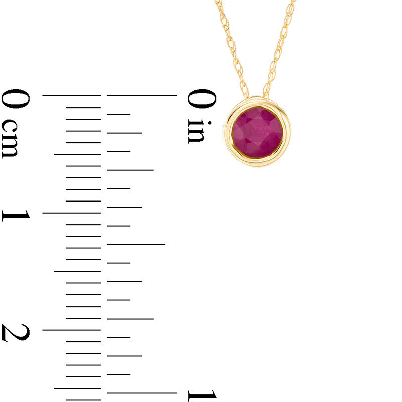 Main Image 4 of 5.0mm Bezel-Set Ruby and Filigree Pendant in 10K Gold