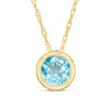 Thumbnail Image 1 of 5.0mm Bezel-Set Swiss Blue Topaz and Filigree Pendant in 10K Gold