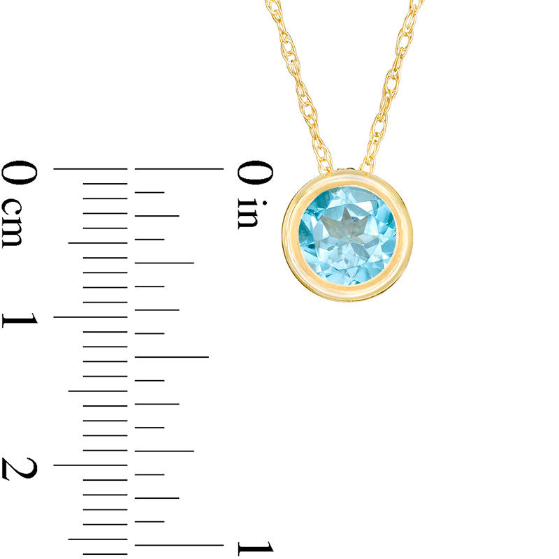 Main Image 4 of 5.0mm Bezel-Set Swiss Blue Topaz and Filigree Pendant in 10K Gold