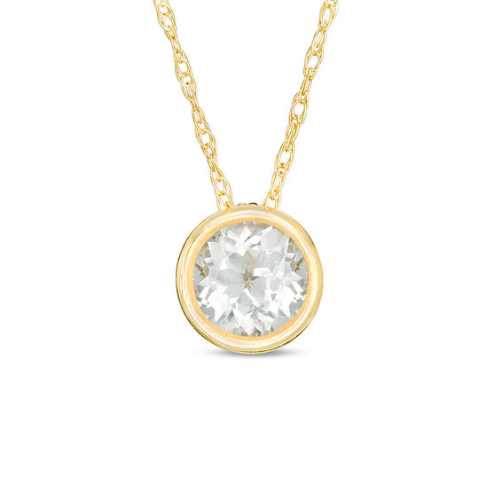 5.0mm Bezel-Set White Topaz and Filigree Pendant in 10K Gold