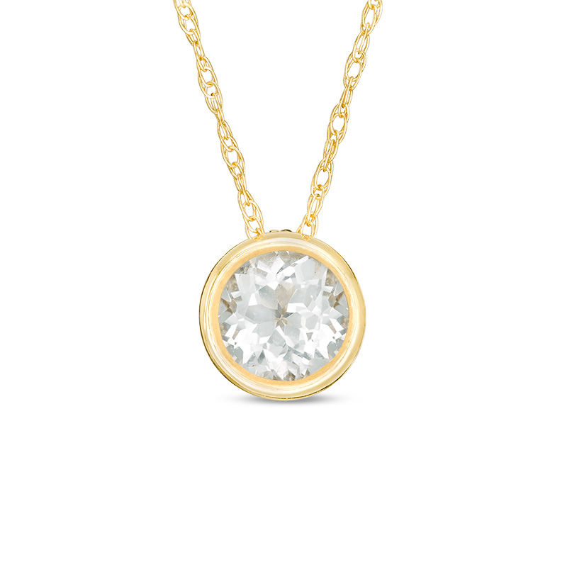 Main Image 1 of 5.0mm Bezel-Set White Topaz and Filigree Pendant in 10K Gold