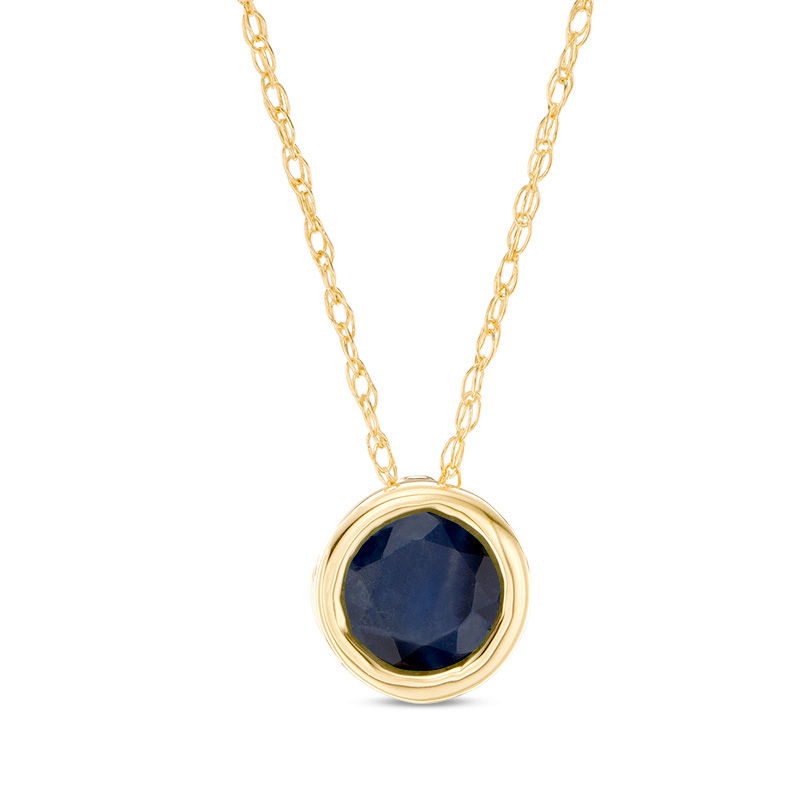Main Image 1 of 5.0mm Bezel-Set Blue Sapphire and Filigree Pendant in 10K Gold