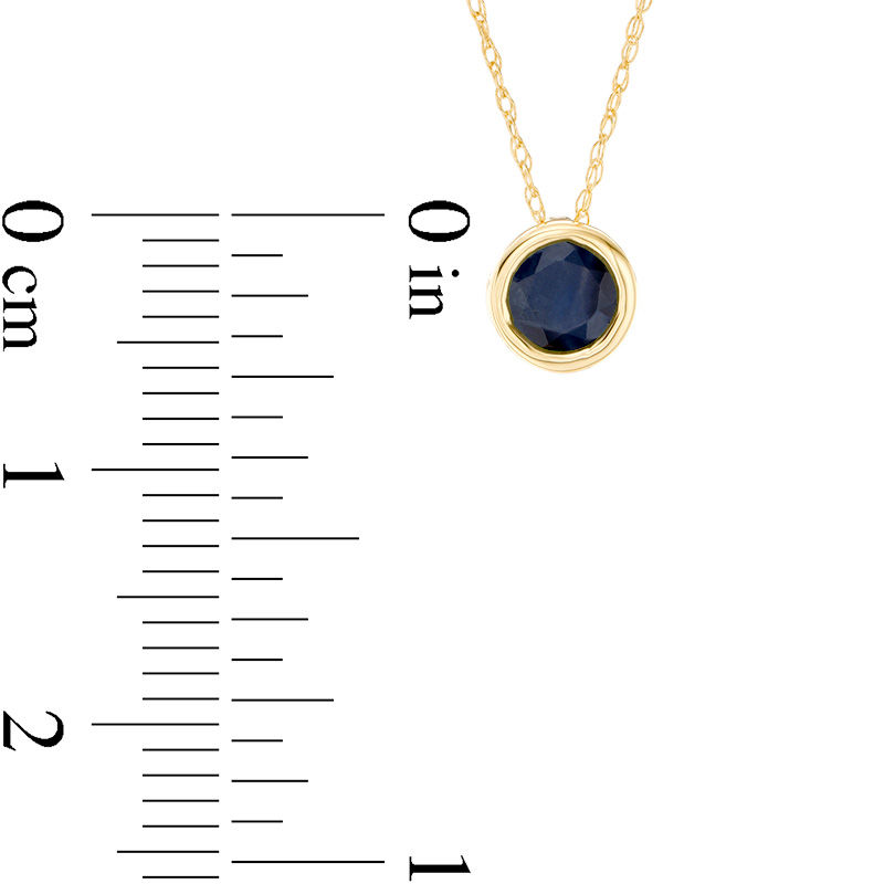 5.0mm Bezel-Set Blue Sapphire and Filigree Pendant in 10K Gold