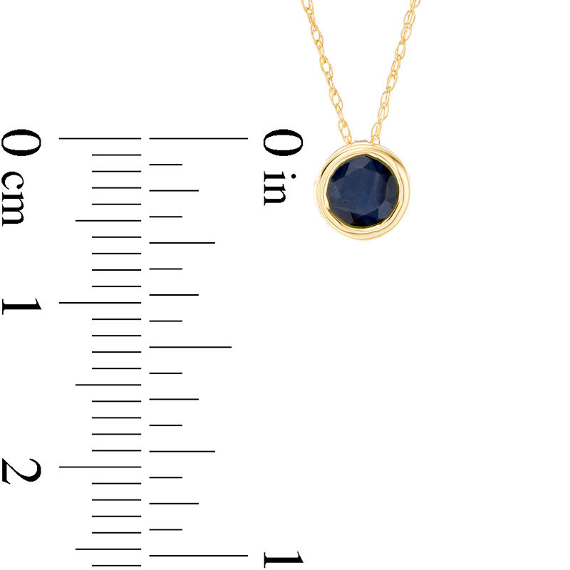 Main Image 4 of 5.0mm Bezel-Set Blue Sapphire and Filigree Pendant in 10K Gold