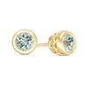 Thumbnail Image 1 of 4.0mm Bezel-Set Aquamarine and Filigree Stud Earrings in 10K Gold
