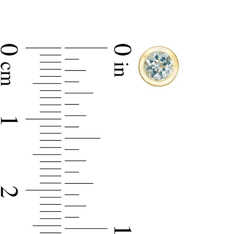 Main Image 2 of 4.0mm Bezel-Set Aquamarine and Filigree Stud Earrings in 10K Gold