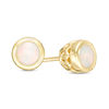 Thumbnail Image 0 of 4.0mm Bezel-Set Opal and Filigree Stud Earrings in 10K Gold