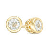 Thumbnail Image 1 of 4.0mm Bezel-Set White Topaz and Filigree Stud Earrings in 10K Gold