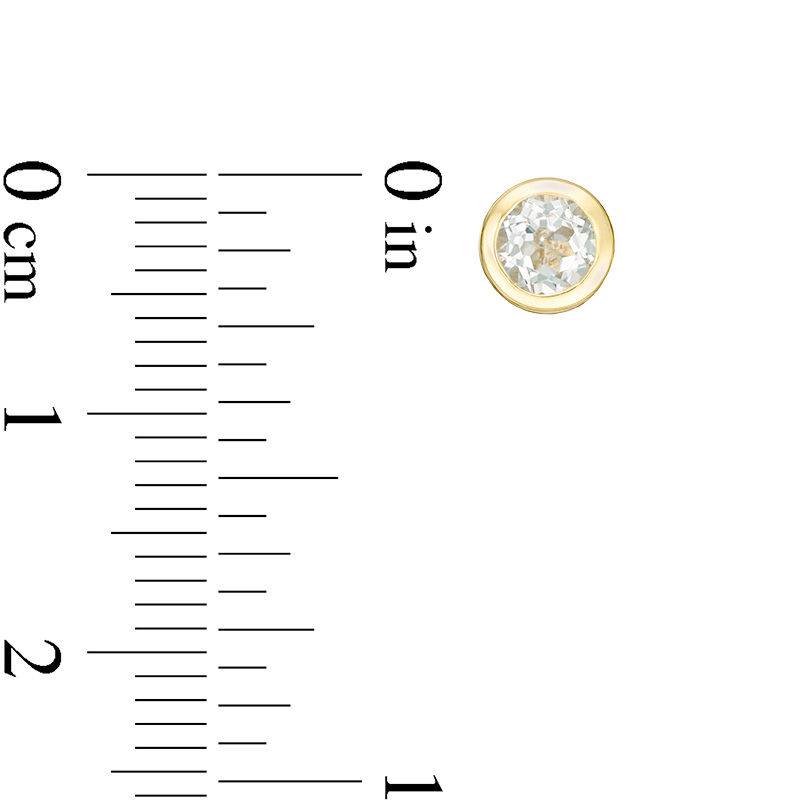 Main Image 2 of 4.0mm Bezel-Set White Topaz and Filigree Stud Earrings in 10K Gold