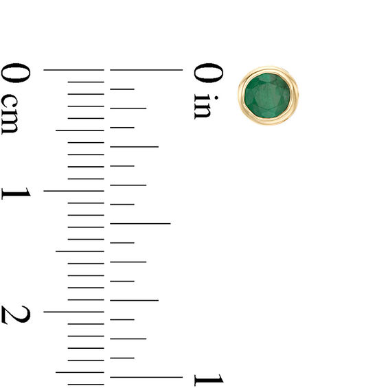 4.0mm Bezel-Set Emerald and Filigree Stud Earrings in 10K Gold